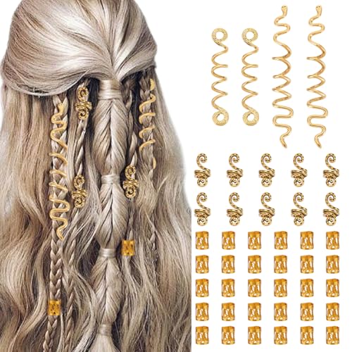 CRAFTYMELODY Gold Hair Beads & Dreadlocks Jewelry Accessories Set