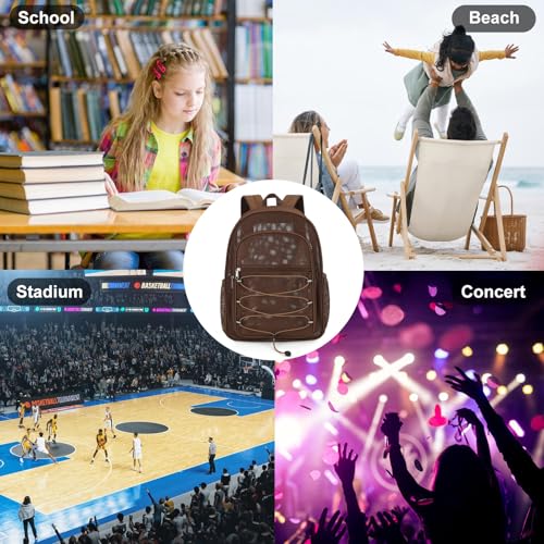Xunteny Mesh School Backpack - Heavy Duty Breathable Bag for Kids & Adults (Brown)