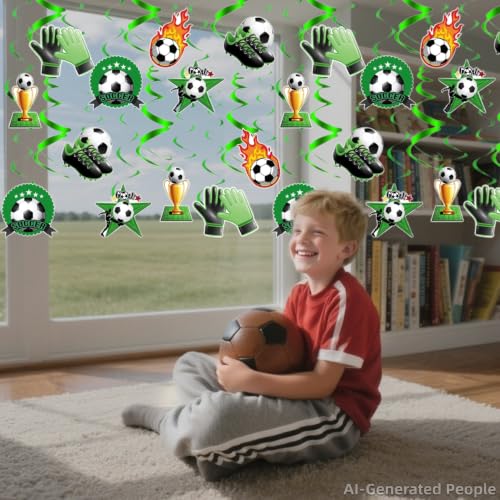 Oiuyamn 24PCS Green Soccer Party Decorations - Hanging Swirls Set