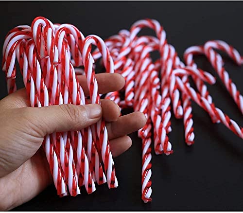 16pcs Christmas Candy Cane Ornaments - Red & White Plastic Decor