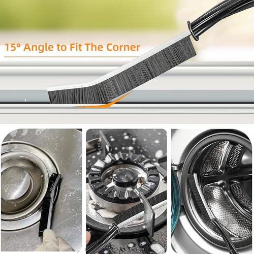 3-Piece Hard-Bristled Crevice Cleaning Brush Set for Tight Gaps
