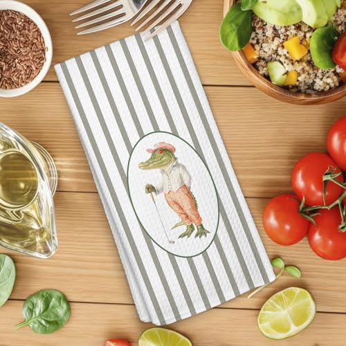 XFCICRLJ Kid15 Funny Alligator Golf Dish Kitchen Towels Set of 2 16x24 Inches