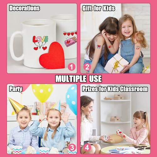 Valentine's Day Temporary Tattoos for Kids - 408 Pcs Party Favors