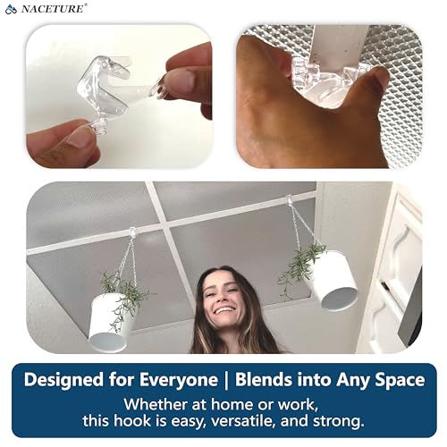 NACETURE Clear Drop Ceiling Hooks - 12 Pack Polycarbonate Hangers for Classroom & Office Decor
