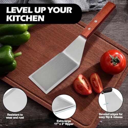 Heavy Duty Stainless Steel Hamburger Spatula Turner - 12x3 Inch