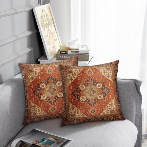Britimes Aztec Orange Tribal Throw Pillow Covers - Set of 2, 20x20 Inch