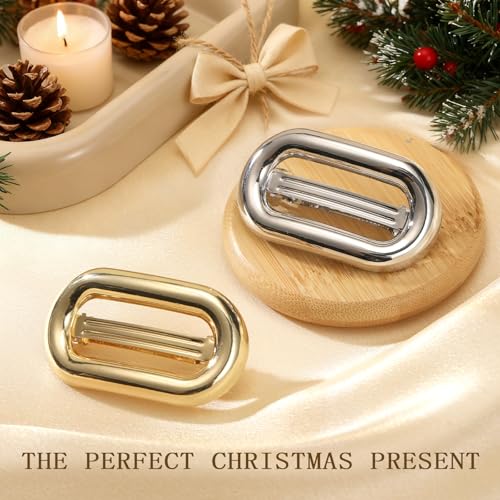 Metal Hair Clips 2-Pack Vintage Gold & Silver French Barrettes