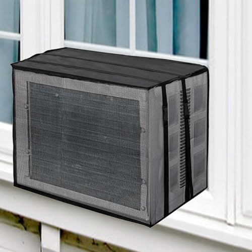 JFGLORIX Black Mesh Window Air Conditioner Cover - 21.5x16x15 Inches, Dustproof Waterproof All-Season AC Protector