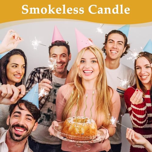 48 Pack Metallic Gold Twisty Birthday Candles - 6.7 Inch Spiral Cake Candles
