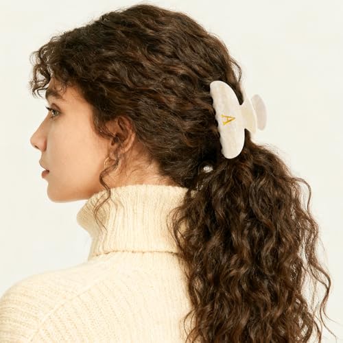 Fycert Initial Hair Claw Clip - Medium Gold Acrylic Letter Hair Accessory