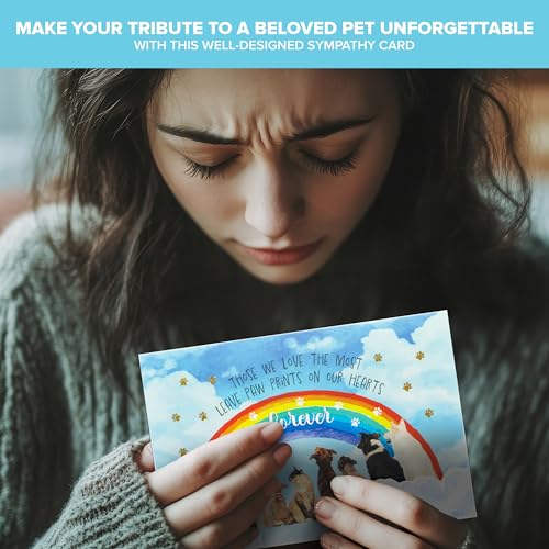 Rainbow Bridge Sympathy Card Set for Loss of Dog with Stickers