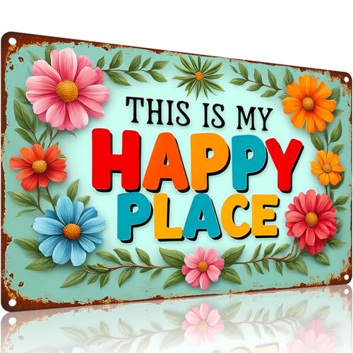 This Is My Happy Place Tin Sign - Cheerful Garden Wall Decor