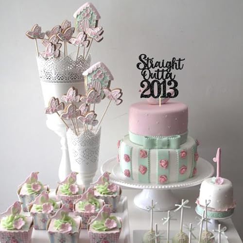 13th Birthday Cake Topper - Glitter 'Straight Outta 2013'