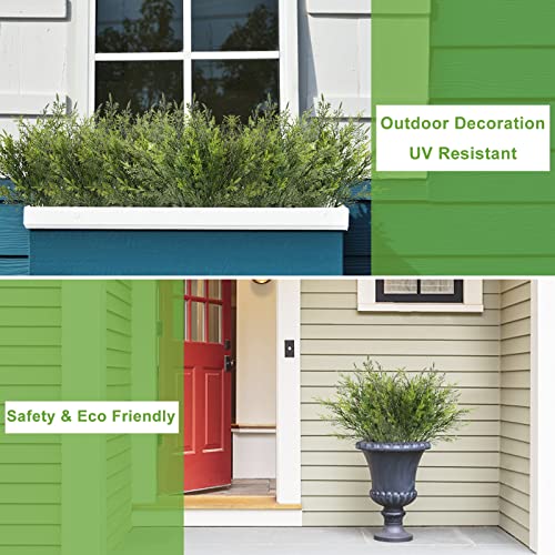 Yoratee Green Artificial Outdoor Cedar Plants 12 Bunches UV Resistant Faux Greenery