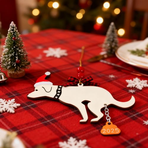 Funny Dog Pooping Christmas Ornament - Hilarious Holiday Decor