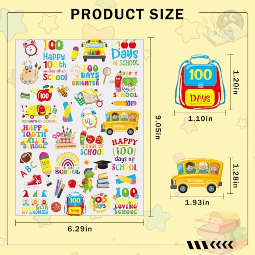 100th Day of School Temporary Tattoos - 320 Pcs Motivational Stickers
