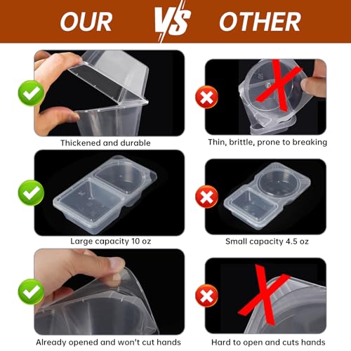 Pawbena 20-Pack Reusable Snack Containers with Lids, Double Compartment