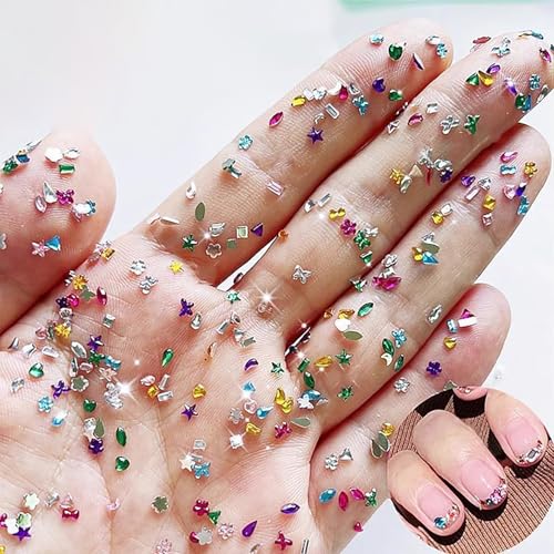 1440Pcs 3D Flat Back Nail Charms Resin Rhinestones Butterfly Star Flower