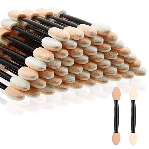 Morgles Disposable Eyeshadow Applicators 50 Pcs Double Sided Sponge Tips