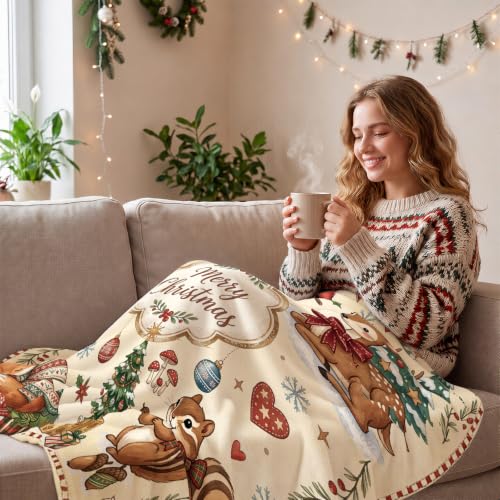 Christmas Throw Blanket 40x60 Inches - Holiday Animal Pattern Gift for Women & Kids