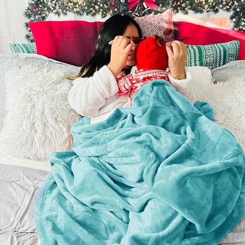Bedsure GentleSoft Flannel Fleece Throw Blanket, River Blue, 50x60 Inches