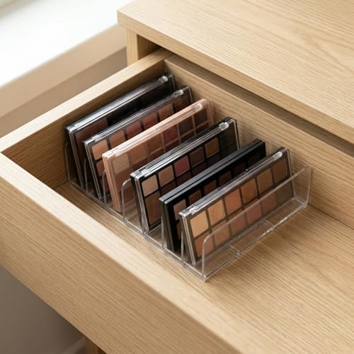 Makeup Palette Organizer - 2 Pack Clear Acrylic Storage with 7 Slots
