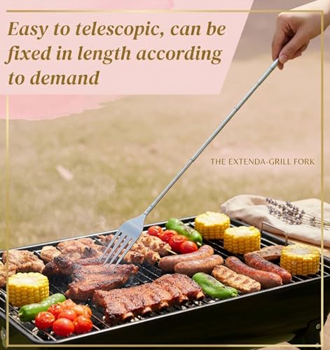 FRCTLNKG 2PCS Extending Stainless Steel Forks - 9 to 25.4 Inch BBQ Utensils