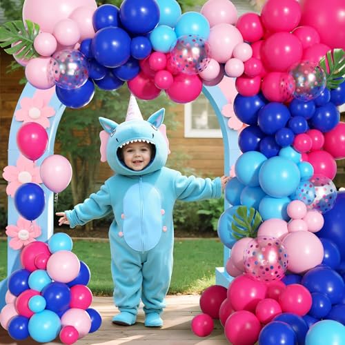 Hot Pink & Blue Balloon Arch Kit - 170 Pcs Tropical Party Decor