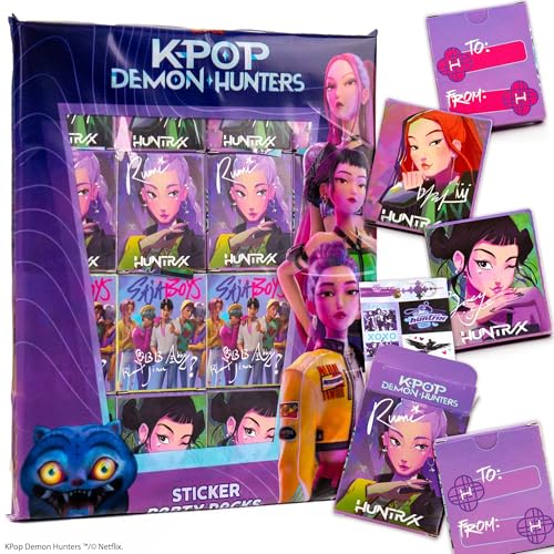 Kpop Demon Hunters Sticker Party Packs - 16 Gift Boxes, 80+ Stickers