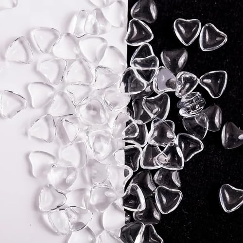 Clear Heart Nail Art Charms - 250pcs 3D Mixed Size Resin Rhinestones