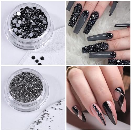 Halloween 3D Resin Nail Charms Kit with Rhinestones and Tweezers