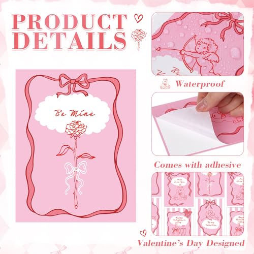 Valentine's Day Wine Bottle Label Stickers - 8 Pcs Waterproof Decor