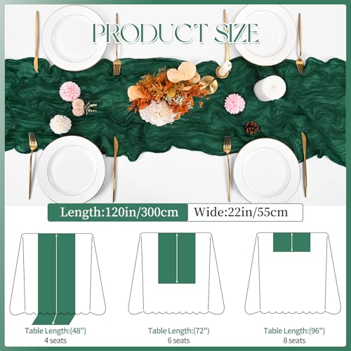 Emerald Green Cheesecloth Table Runner 16 Pack 20x120in Rustic Wedding Decor