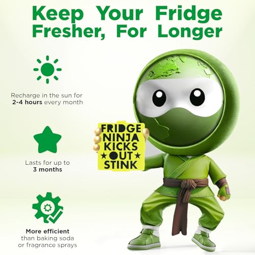 Fridge Ninja Refrigerator Deodorizer - 2 Pack Activated Carbon Odor Eliminator