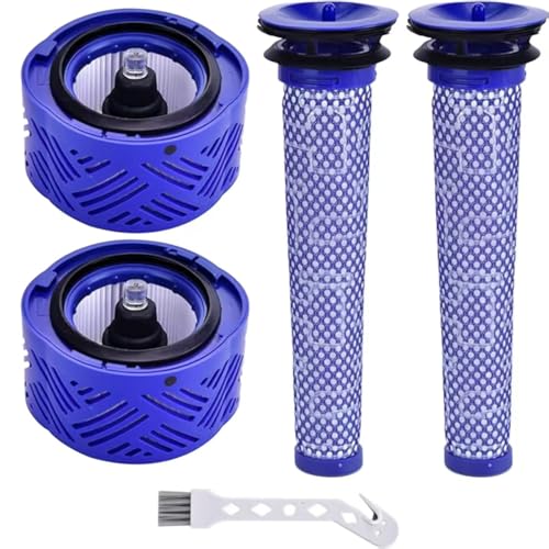 Dyson V6 Absolute Vacuum Filter Replacement Set – 2 Front & 2 Rear Filters with Cleaning Brush