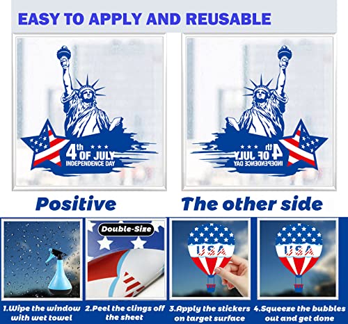 Patriotic Window Clings - 101PCS Reusable Independence Day Decor