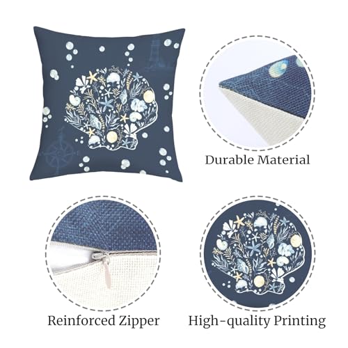 Sea Turtle Throw Pillow Covers Set of 4 - 18x18 Inch Ocean Decor