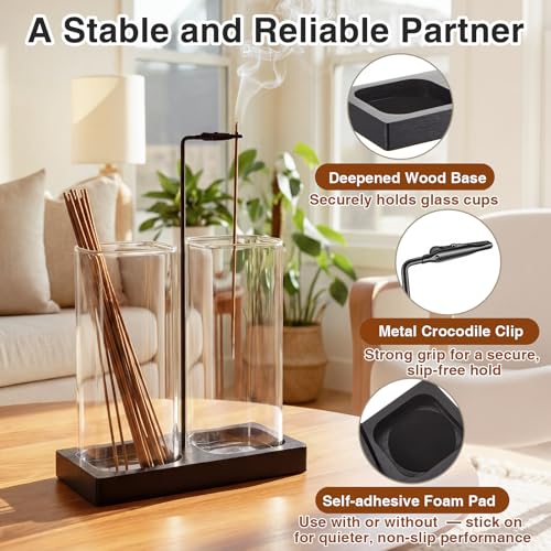 Zhehao 2-in-1 Incense Holder Set with Glass Ash Catcher