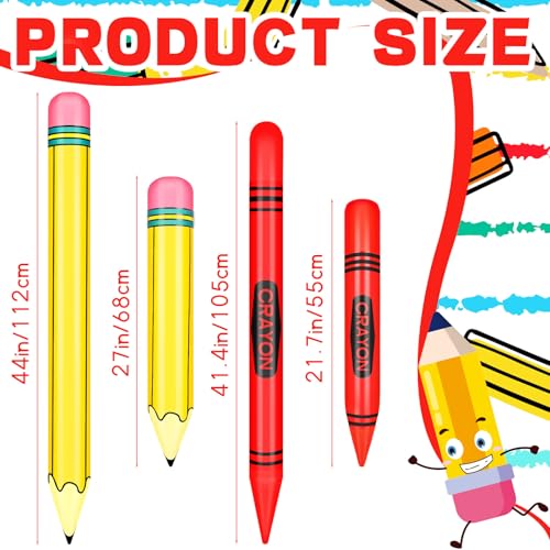 4-Pack Inflatable Crayon & Pencil Balloons for Classroom Events
