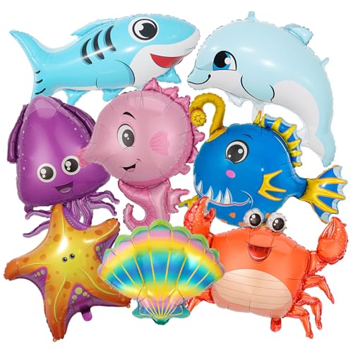 8 Sea Animal Balloons for Ocean Themed Baby Shower Decorations