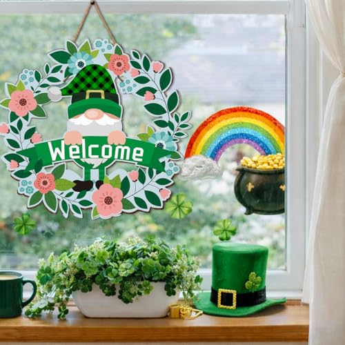 Easter Gnome Door Hanging Sign - Double-Sided Spring Porch Decor 12"