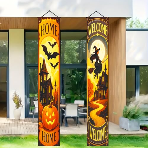 BlissYard Halloween Door Banner 12x71" - Spooky Welcome Sign