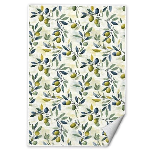 Mediterranean Olive Green Kitchen Towel 16x24 in - Plants Towel I Design