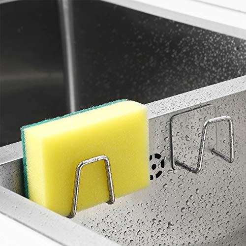 NEXCURIO Stainless Steel Sink Sponge Holder 2 Pack - Rustproof Waterproof Kitchen Organizer