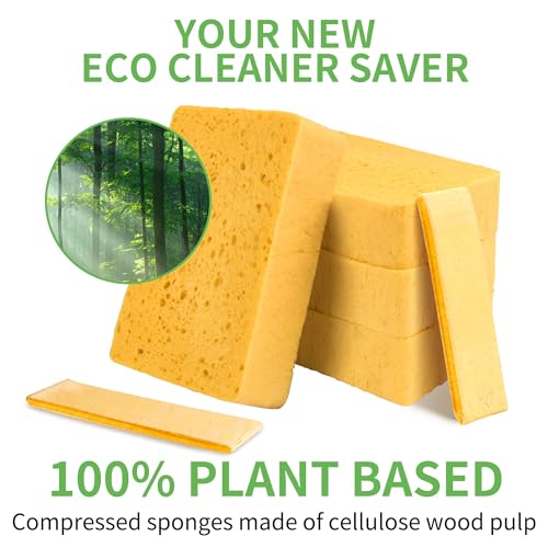 Yellow 4 Pack Compostable Thicker Pop-Up Dish Sponges Non-Scratch Plant-Based