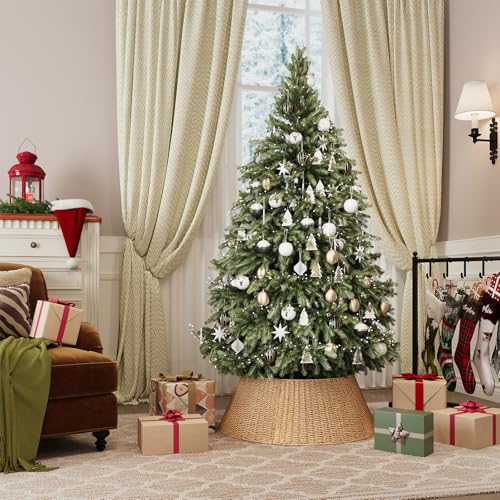 28 Inch Christmas Tree Collar Woven Paper Rope Tree Skirt - Natural