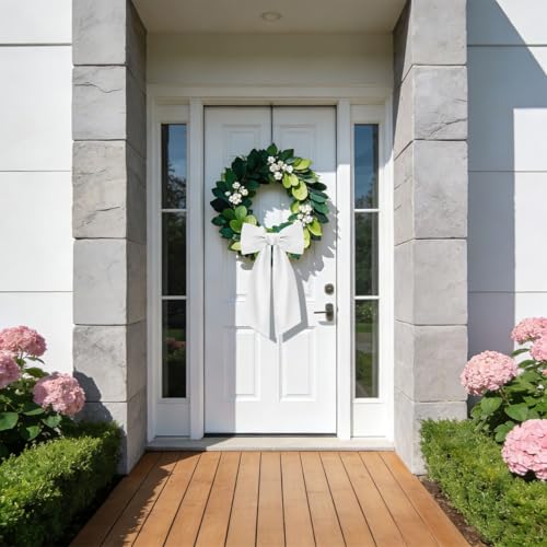 QIFUNEY White Wreath Sash Set for Front Door - 55''x4.5'' (2PCS)