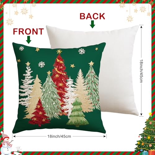 Artscope Christmas Tree Throw Pillow Covers, 18x18 Inch, Set of 2 - Green