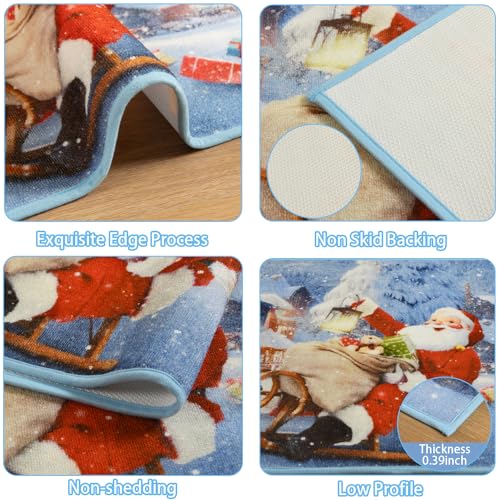 Deerhoo Christmas Santa Claus Doormat, Non-Slip Entryway Rug, 2' x 3' Blue