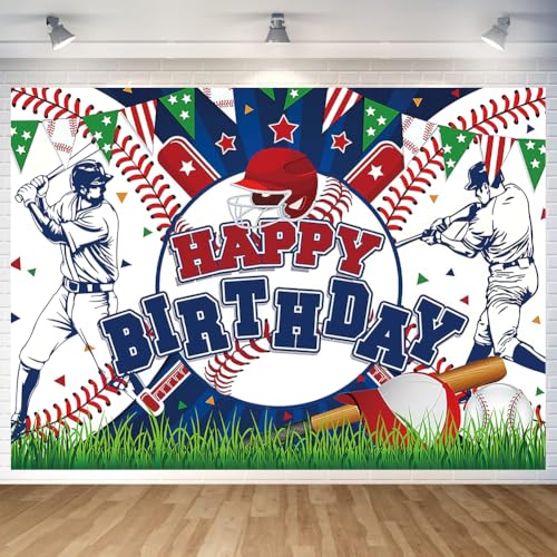 Baseball Birthday Party Backdrop - 70.8 x 47.2 Inch Banner for Boys